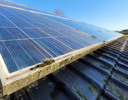 vuile zonnepanelen in Gent die gereinigd moeten worden